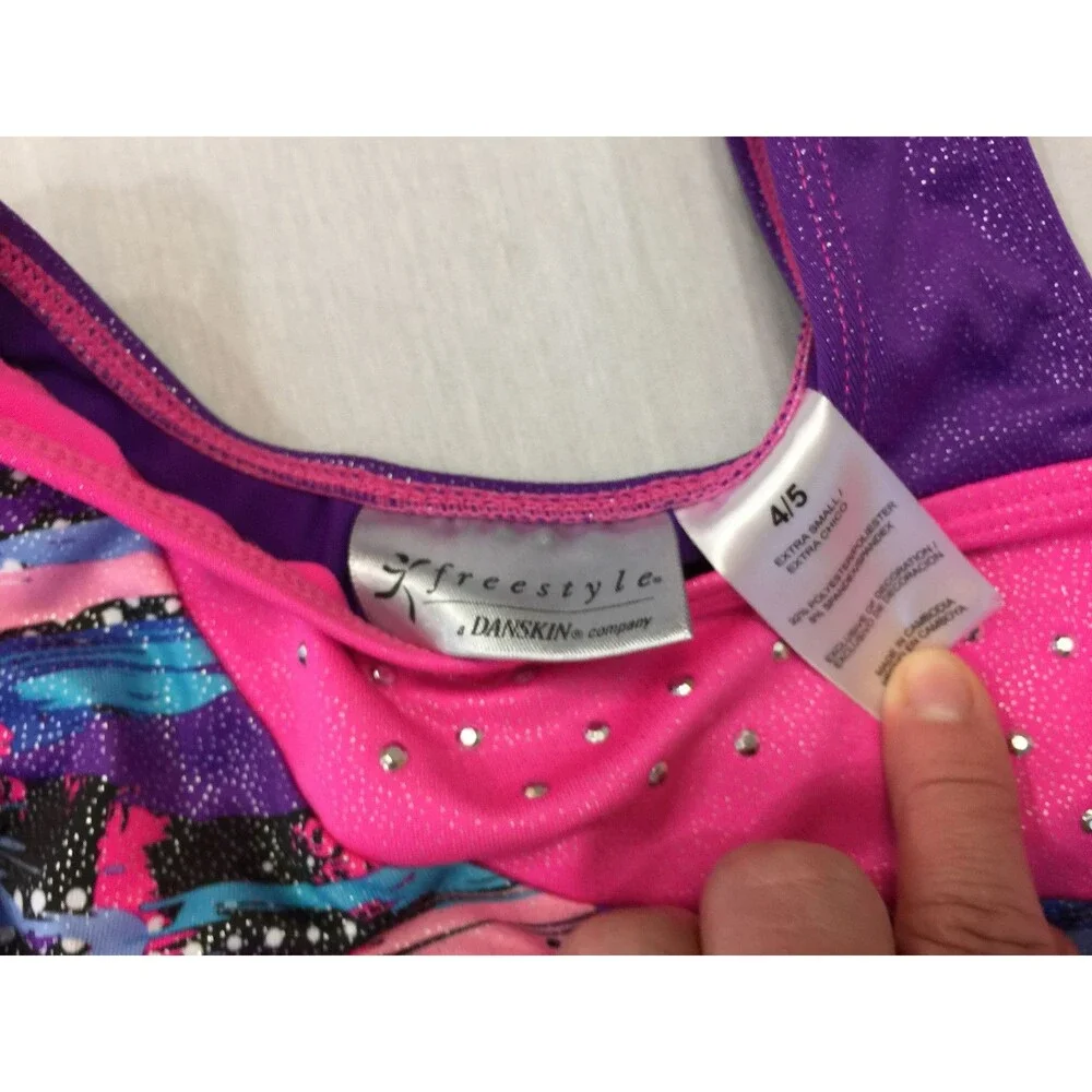 🌎🌎🌎 FREESTYLE DANSKIN GIRLS LEOTARD COSTUME SIZE 4/5 🌎🌎🌎